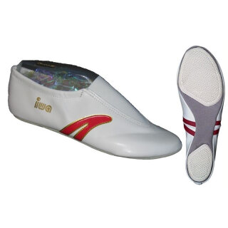 IWA Kunstturnschuh 401, Leder weiß mit roten Streifen - SALE