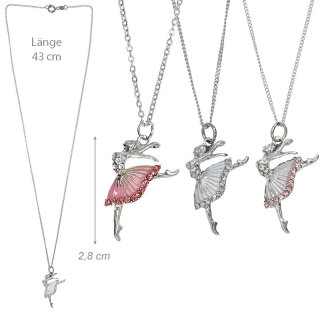 DV-Kette mit Anhänger „Ballerina mit Tutu“, Edelstahl mit Strass