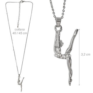 DV-Kette mit Anhänger „Turnerin“, Edelstahl mit Strass