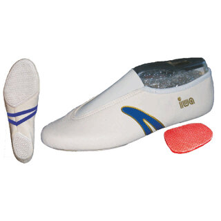 IWA Kunstturnschuh 403, creme mit blauen Streifen - 2. Wahl