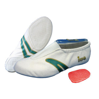 IWA Kunstturnschuh 405, creme mit grünen Streifen - SALE