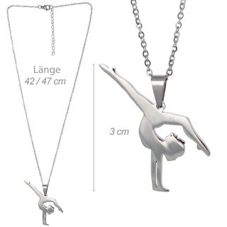 DV-Kette mit Anhänger "Handstand" Edelstahl (silber)