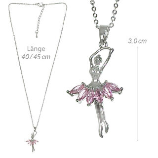 DV-Kette mit Anhänger „Ballerina Sprung“, Edelstahl mit Strass
