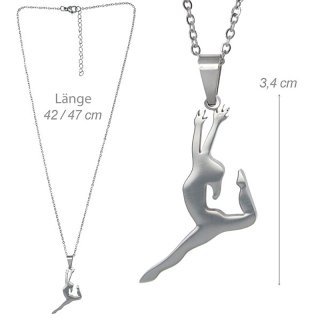 DV-Kette mit Anhänger "Spagatsprung" Edelstahl (silber)