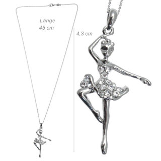 DV-Kette mit Anhänger „Garde-Ballerina“, Edelstahl mit Strass