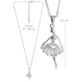 DV-Kette mit Anhänger „Ballerina Relevé“, Edelstahl mit Strass