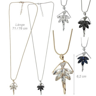 DV-Kette lang mit Anhänger „Tanz-Elfe“, Edelstahl mit Strass