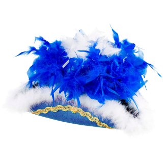 blau mit Goldborte und Boa